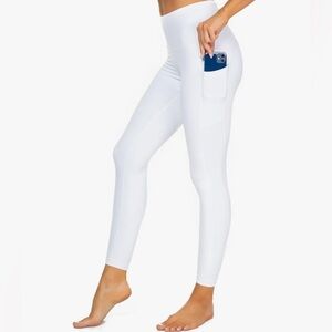 NWT Women’s White High-Waisted Yoga Pants with Pockets